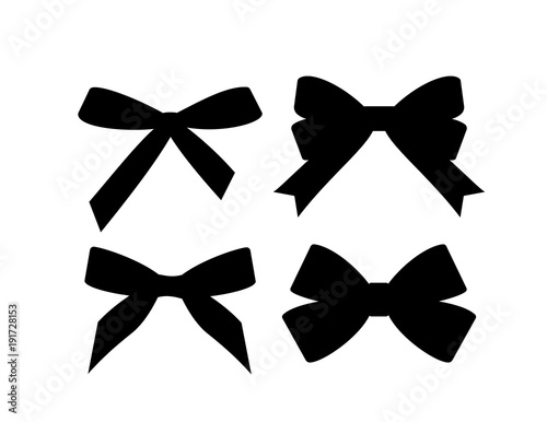 Set of black silhouette gift bows. Vector illustration. Concept for invitation, banners, gift cards, congratulation or website layout vector.