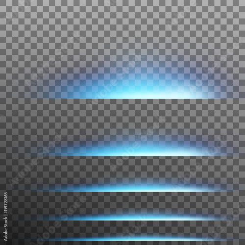 Set. Abstract blue glare effect lights. Transparent background only in EPS 10