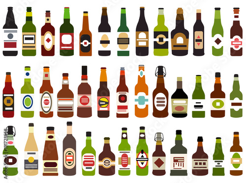 alcohol bottles isolated on white background vector set