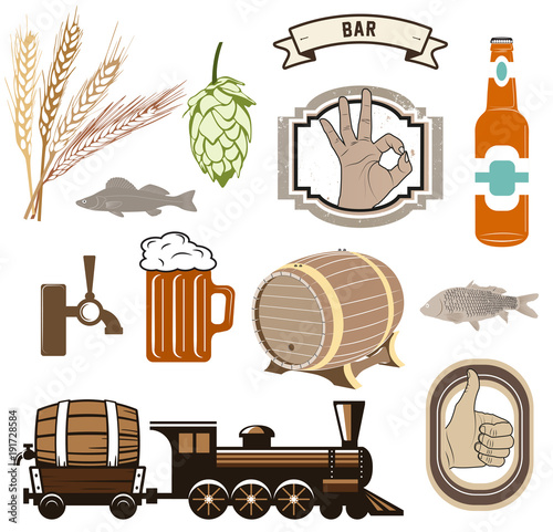 pub icons, signs and design elements vector set