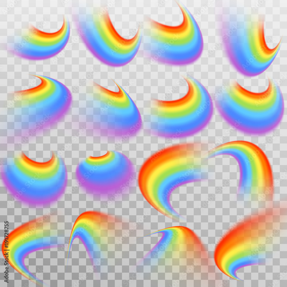 Obraz premium Set of realistic colorful rainbow. Transparent background only in EPS 10