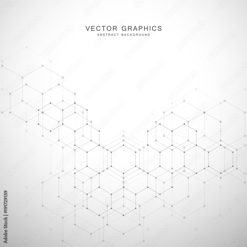 Abstract technology background with hexagons and molecules. Abstract technology background with hexagons and molecules.