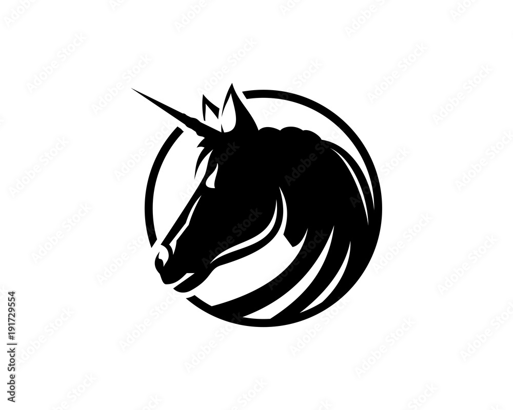 Black Unicorn Head Illustration Symbol Logo Vector Black Unicorn Head Illustration Symbol Logo Vector