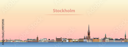 Stockholm city skyline at sunrise vector illustration