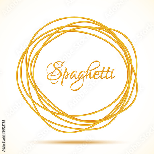 Realistic Twisted Spaghetti Pasta Circle Frame. Vector illustration