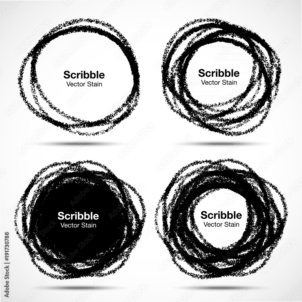 Set of Hand Drawn in Pencil Scribble Circles. Vector illustration Set of Hand Drawn in Pencil Scribble Circles. Vector illustration