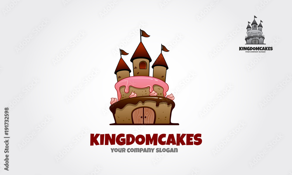 Kingdom Cakes Vector Logo Illustration. It's smart and clean logo while still having a fun side. Logo templates which can be used for cake shop or any others business related.
