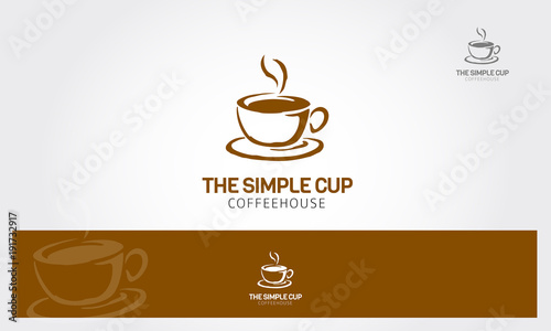 The Simple Cup Coffee House Logo Template. Vector Cup of Coffee on White Background  vector logo illustration