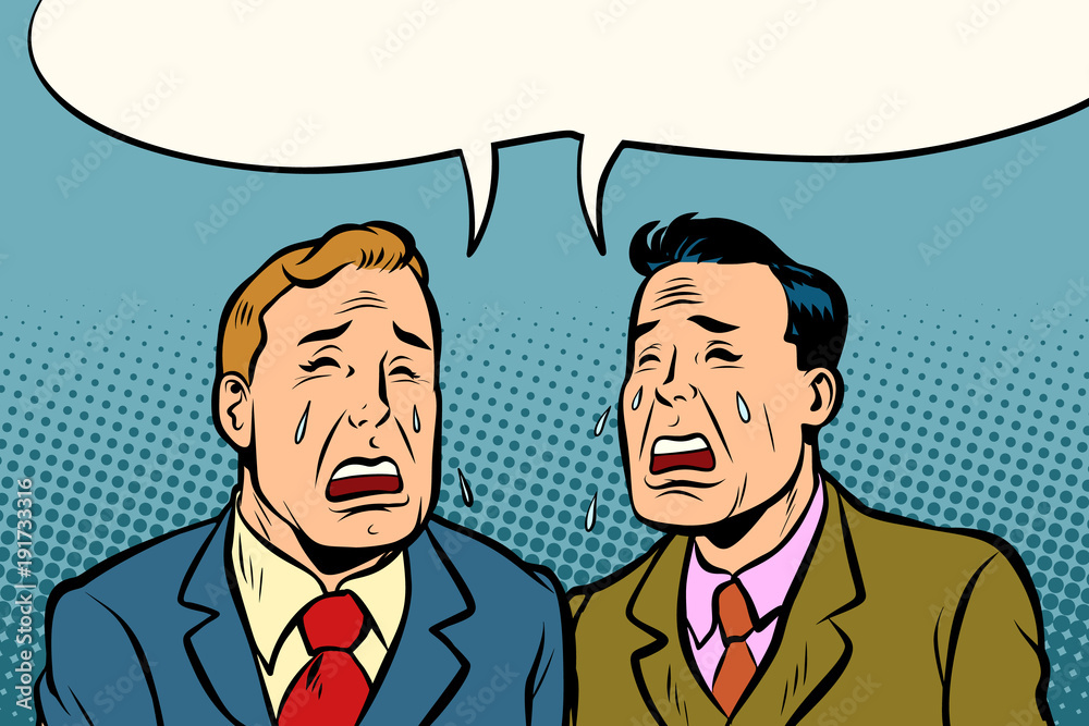 Two men friends crying Two men friends crying