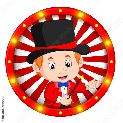 magician banner with bright bulbs