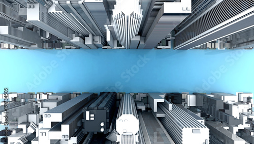 City modern building top view background
