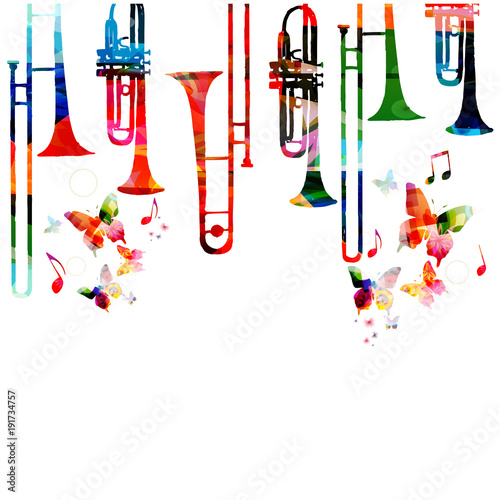 Music colorful background with saxophones. Jazz music festival poster. Saxophone isolated vector illustration. Music instrument vector