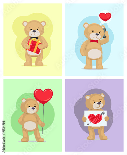 I Love You and Me Teddy Bears Vector