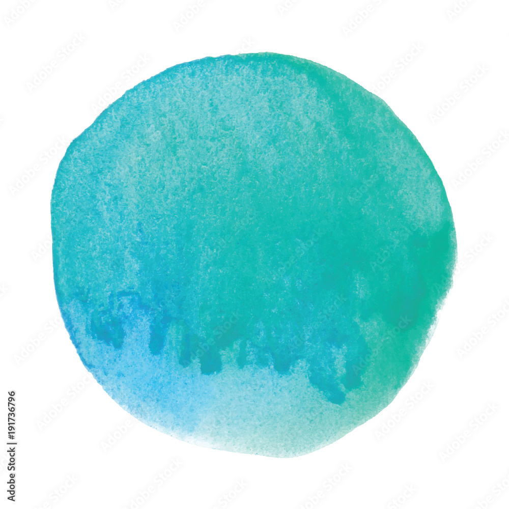 Green and blue round watercolor on white background Green and blue round watercolor on white background