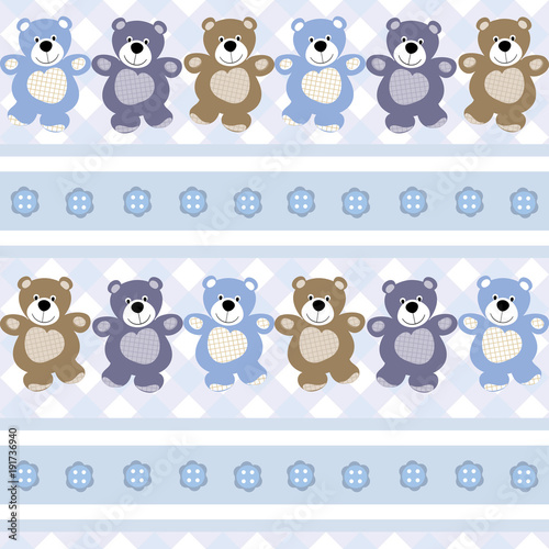 vector seamless children`s pattern background teddy bears