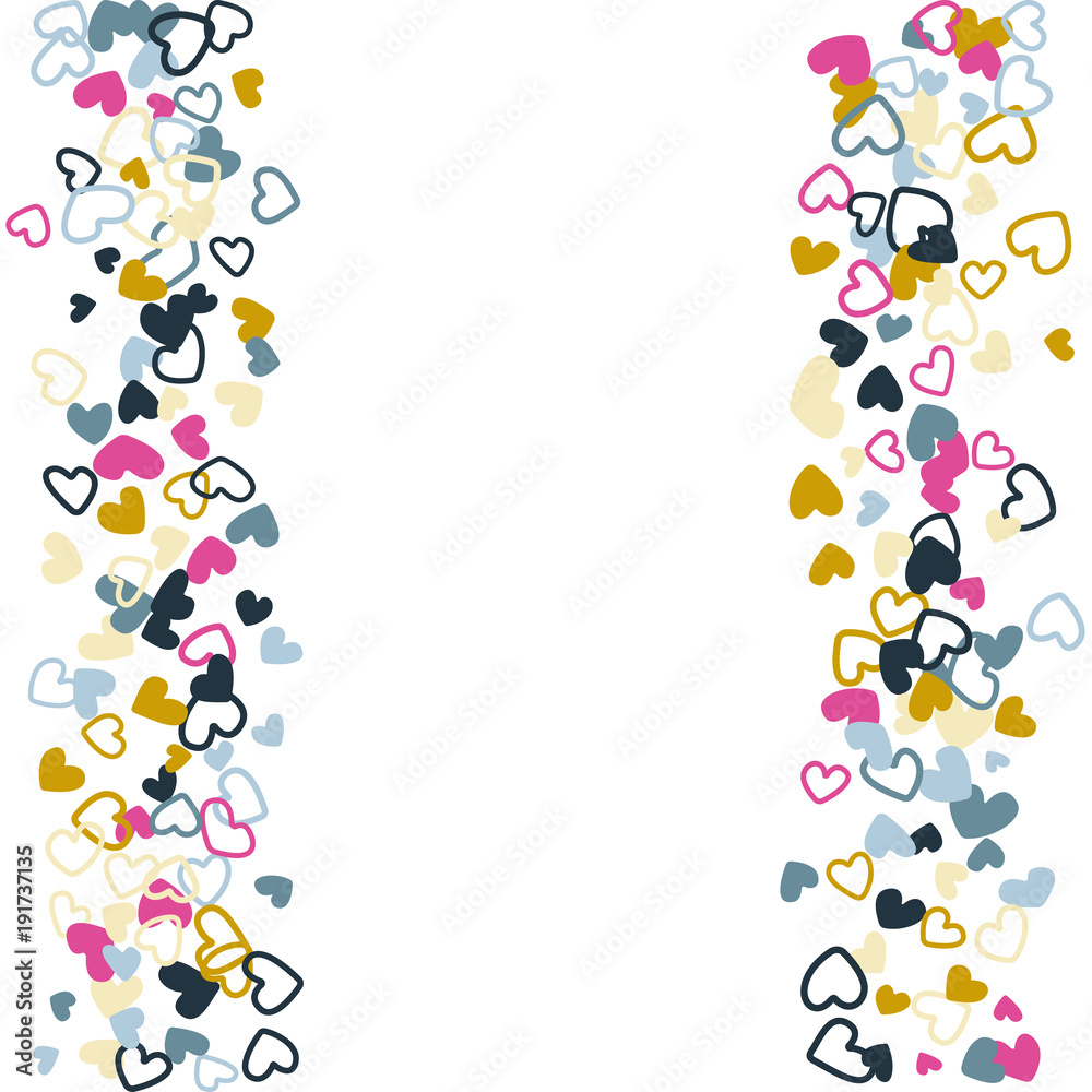 Trendy wedding invitation template border. Vector flying hearts border confetti with place for text. Valentine's day banner card frame. Romantic border with hearts confetti flying for invitation card. Trendy wedding invitation template border. Vector flying hearts border confetti with place for text. Valentine's day banner card frame. Romantic border with hearts confetti flying for invitation card.