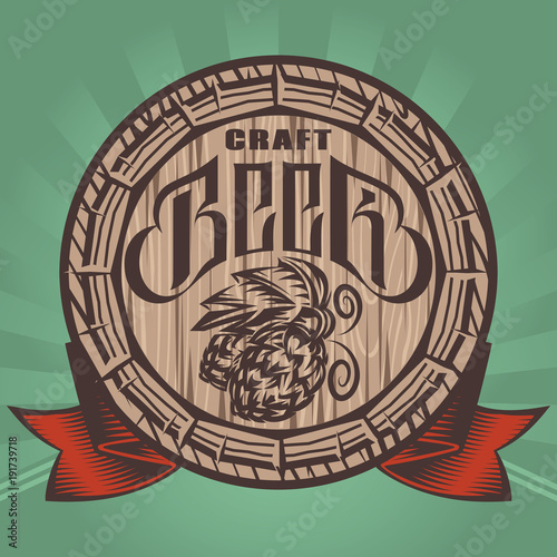 vector color illustration with beer barrel