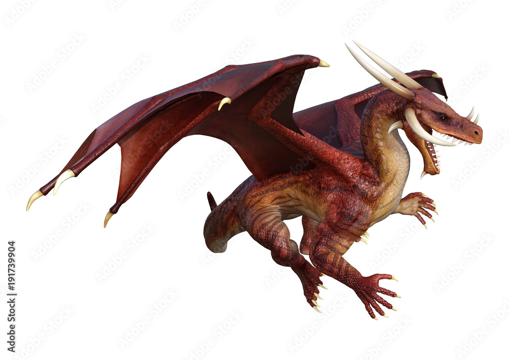 3D Rendering Fantasy Dragon on White 3D Rendering Fantasy Dragon on White