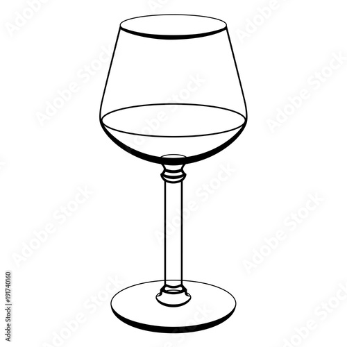 A glass for wine. contour drawing