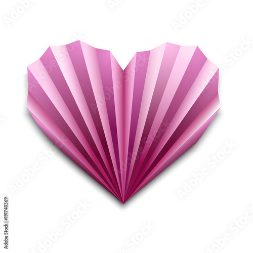 Paper heart for Greeting card. Origami  for Valentine's Day, weddings, Mother's Day