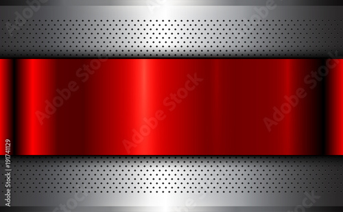 Metallic background silver red, polished steel texture,