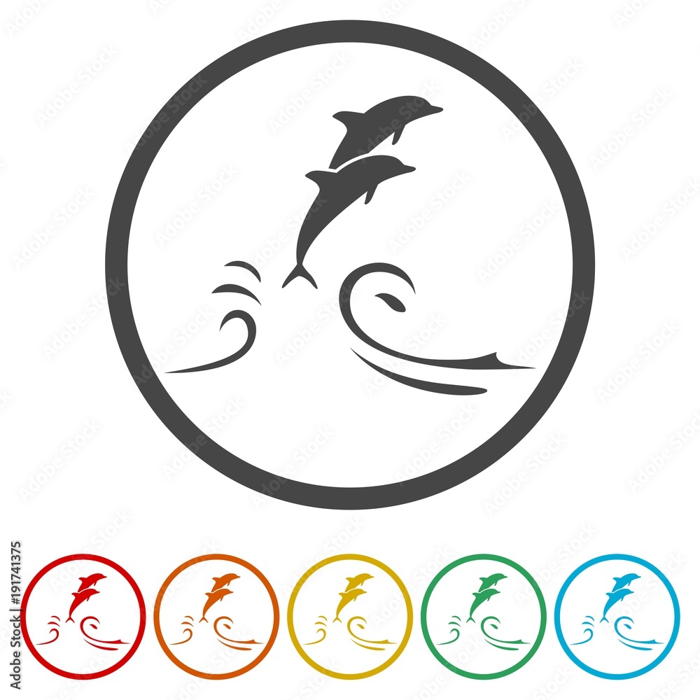 Dolphin fish animal silhouette, Silhouette dolphin, 6 Colors Included Dolphin fish animal silhouette, Silhouette dolphin, 6 Colors Included