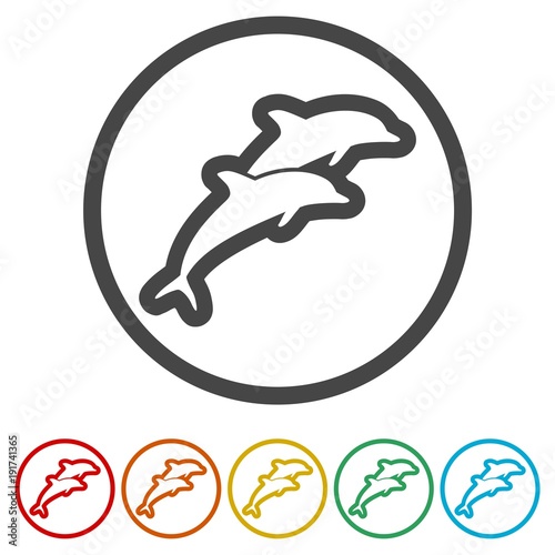 Dolphin fish animal silhouette, Silhouette dolphin, 6 Colors Included 