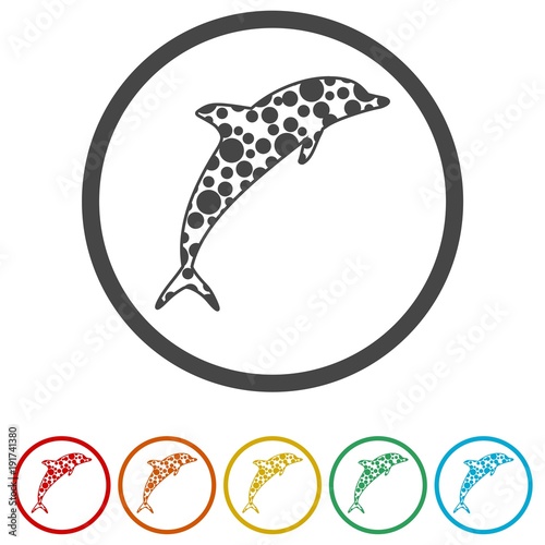 Dolphin fish animal silhouette, Silhouette dolphin, 6 Colors Included 