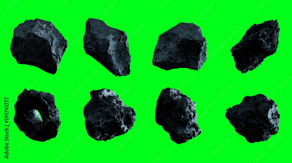Obraz premium Dark rock asteroid pack 3D rendering