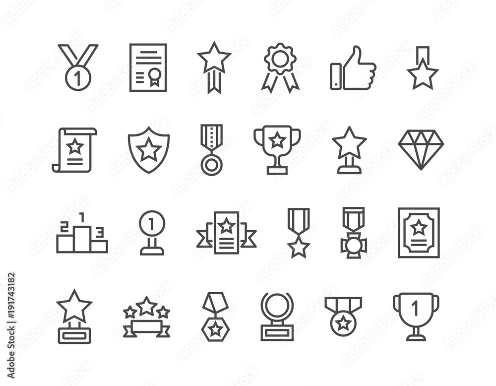 Simple Set of Awards Related Vector Line Icons. Editable Stroke. 48x48 Pixel Perfect.