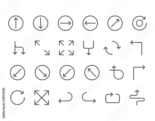 Set of Arrows Editable Stroke 48x48 Pixel Perfect Vector