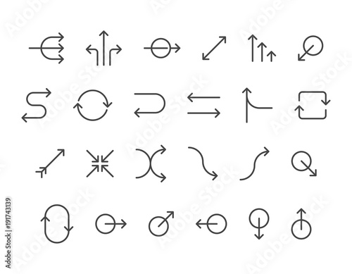 Set of Arrows Editable Stroke 48x48 Pixel Perfect Vector
