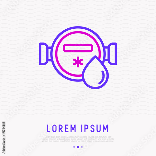 Water meter thin line icon. Modern vector illustration of plumbing equipment.