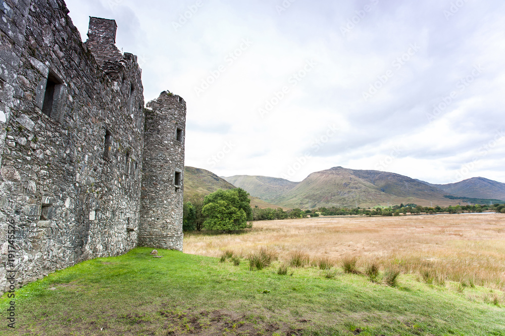 Part of Kilchurn Castle in scottish highlands. Loch Awe
