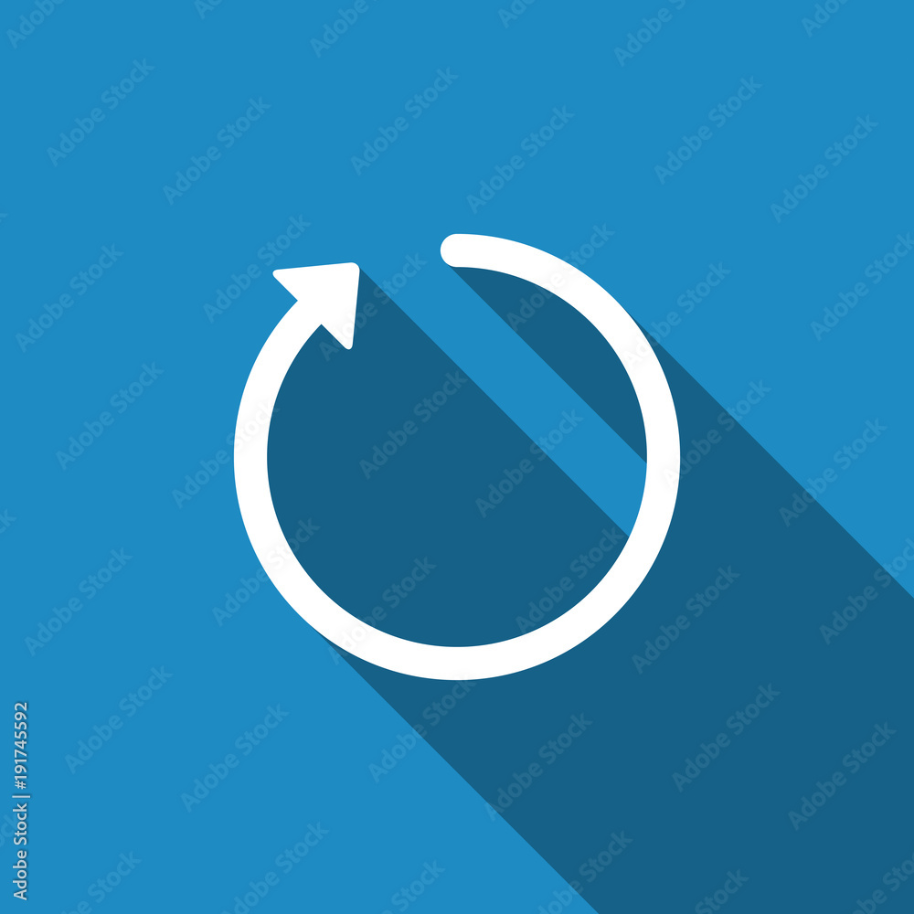 Refresh icon isolated with long shadow. Flat design. Vector Illustration Refresh icon isolated with long shadow. Flat design. Vector Illustration