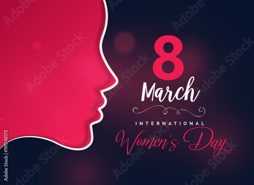 happy women's day greeting design with female face