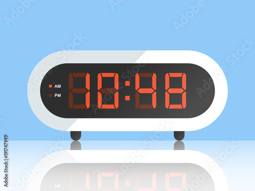 Digital alarm clock. Vector Illustration, on white background