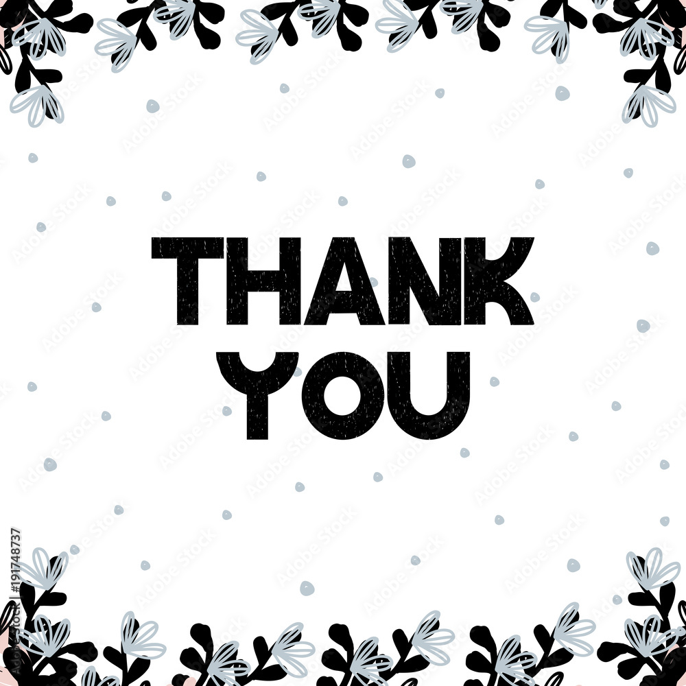 Fototapeta premium Card with lettering thank you in scandinavian style. Vector illustration