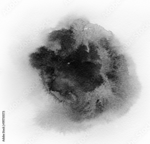 Art of Watercolor. Black spot on watercolor paper.