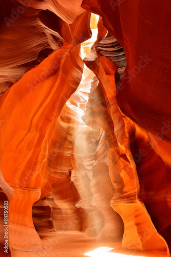 Upper Antelope Slot Canyon Showing the Light Beam Into the Canyon, Page, Arizona, USA.