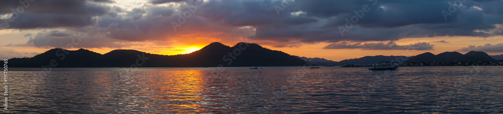 Sunset on mountain and sea in Philippines Sunset on mountain and sea in Philippines