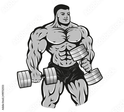 bodybuilder with dumbbells.