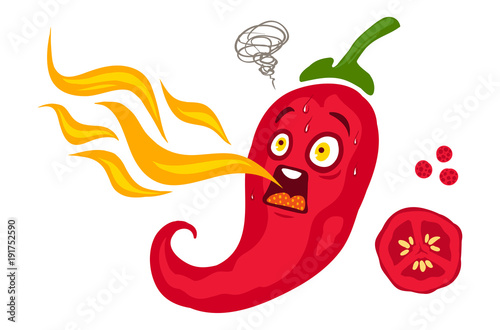 Cartoon red chili for mexican food.