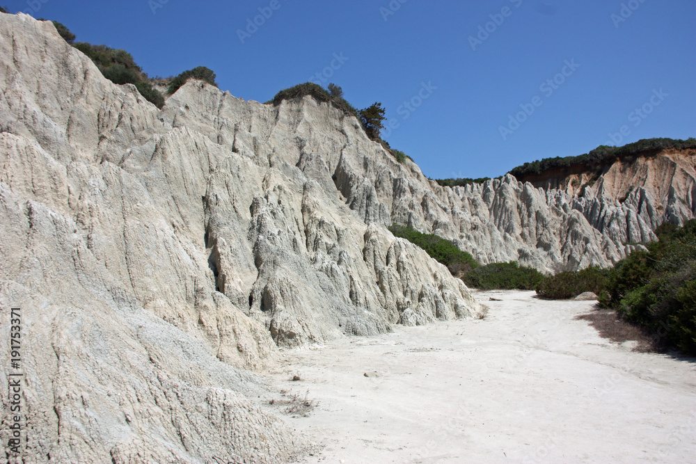 Rock formation at coastline of Zakynthos Island, Greece