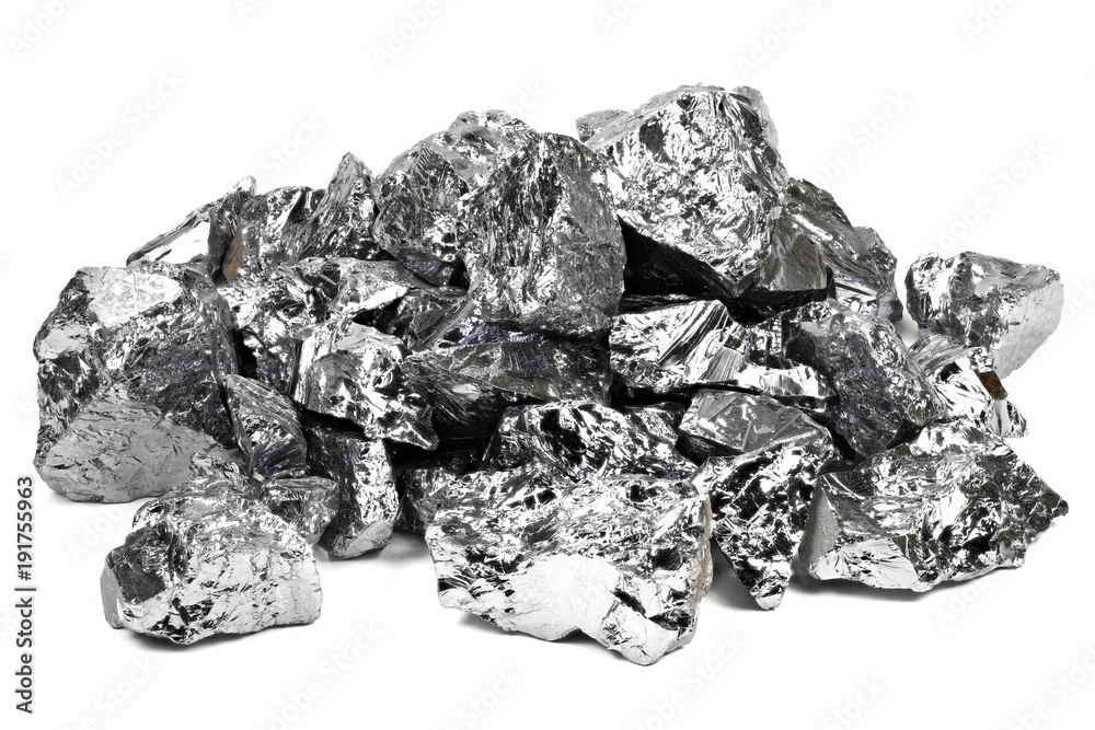 high purity polycrystalline silicon from Freiberg/ Germany isolated on white background - obrazy, fototapety, plakaty 