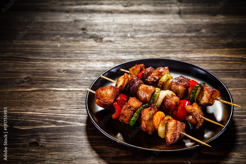 Shish kebabs - grilled meat and vegetables