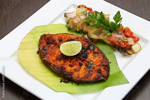 Wall Mural fish fry with spices