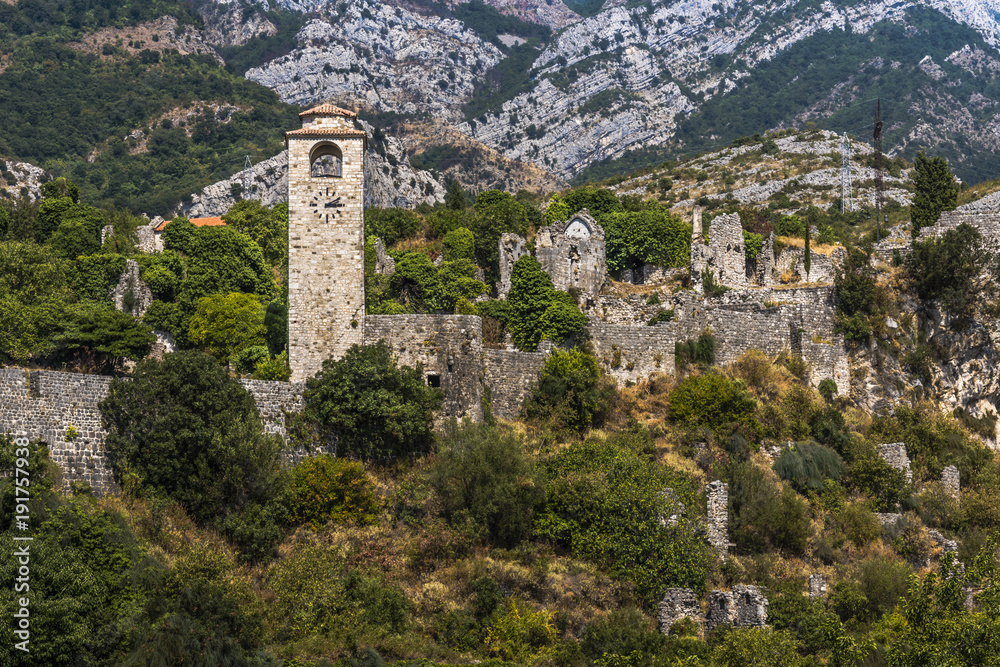 Remains of Stari Bar fortress in Bar city, Montenegro, Europe 