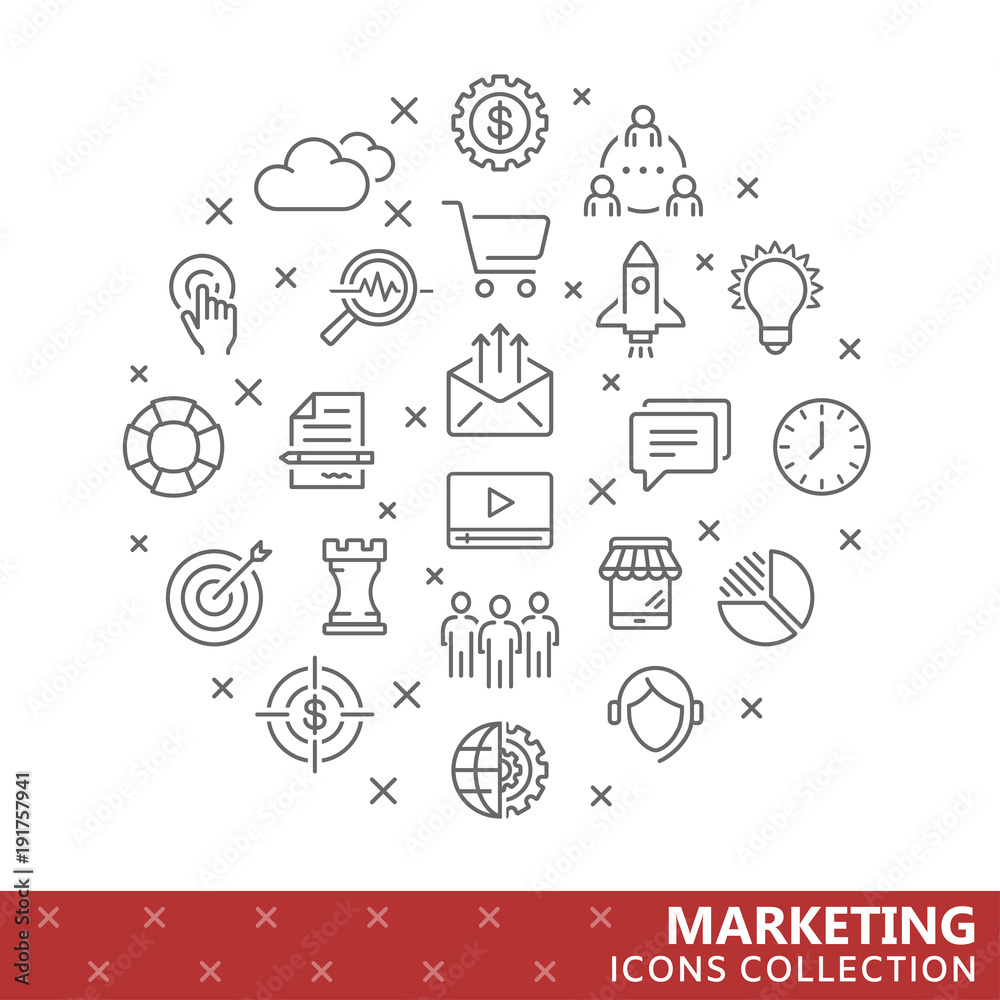 Collection of marketing thin line icons Collection of marketing thin line icons
