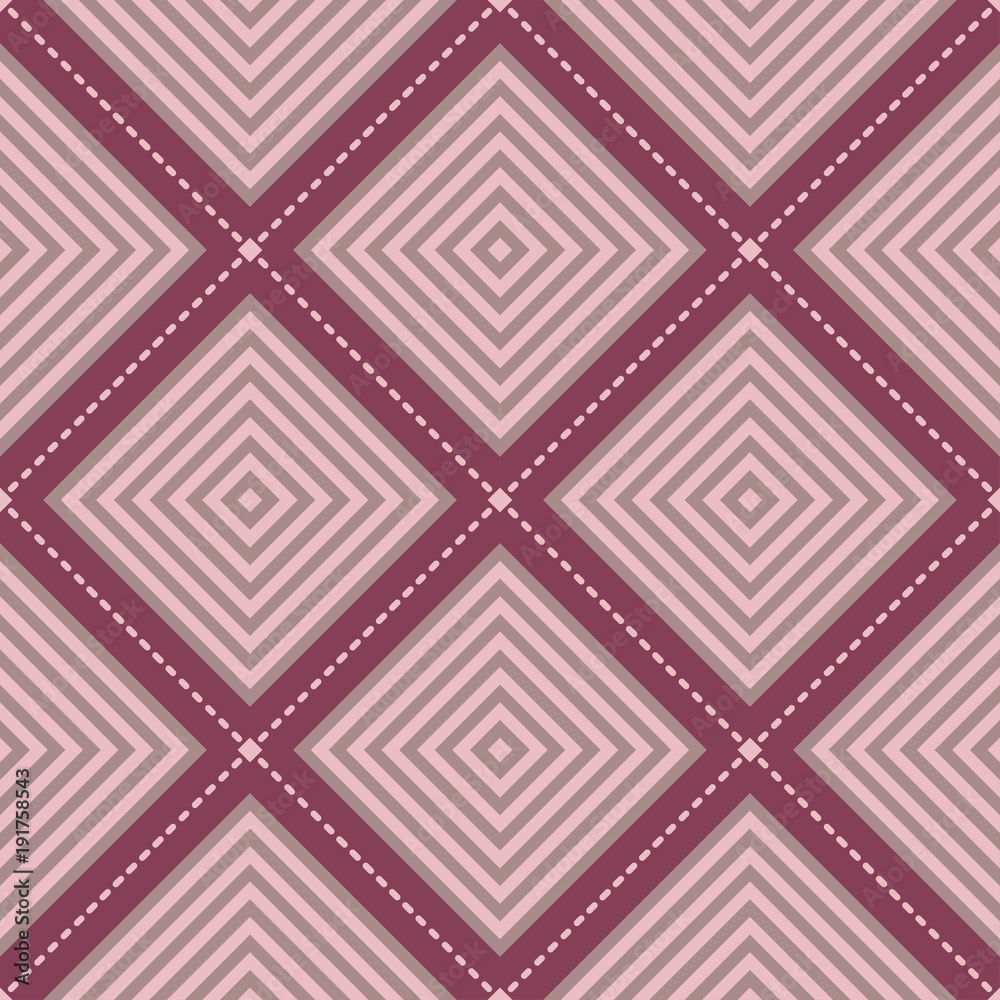 Geometric seamless pattern. Purple red background
